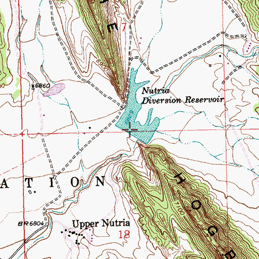 Topographic Map of Nutria Diversion Reservoir, NM