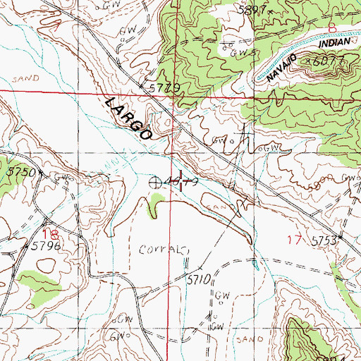 Topographic Map of Carrizo Creek, NM