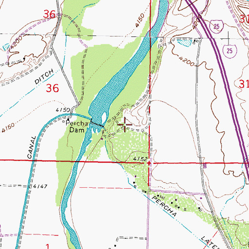 Topographic Map of Percha Diversion Dam, NM