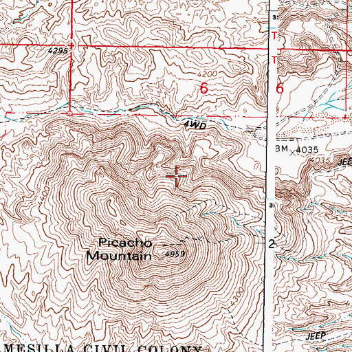 Topographic Map of Picacho South Dam, NM
