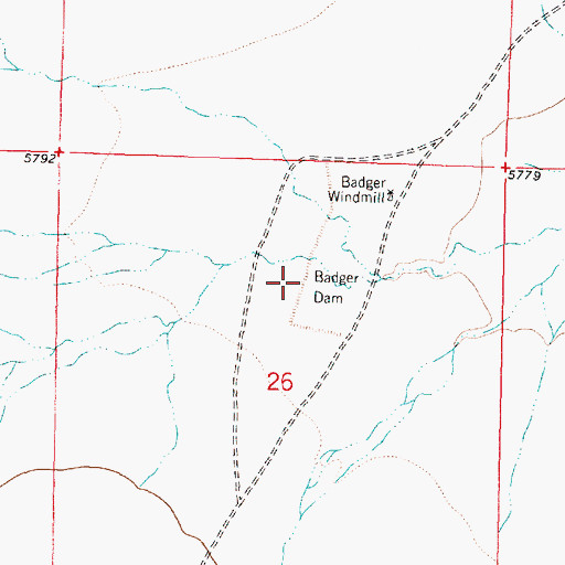Topographic Map of Badger Detention Dam, NM