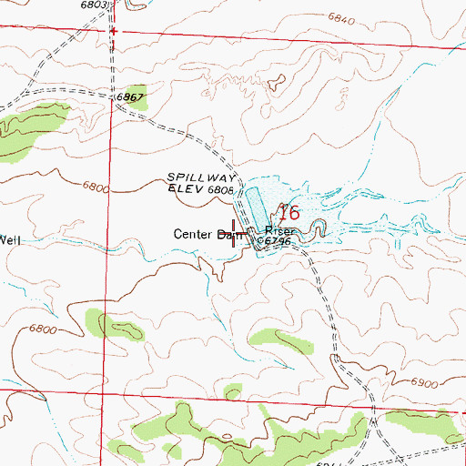 Topographic Map of Center Detention Dam, NM
