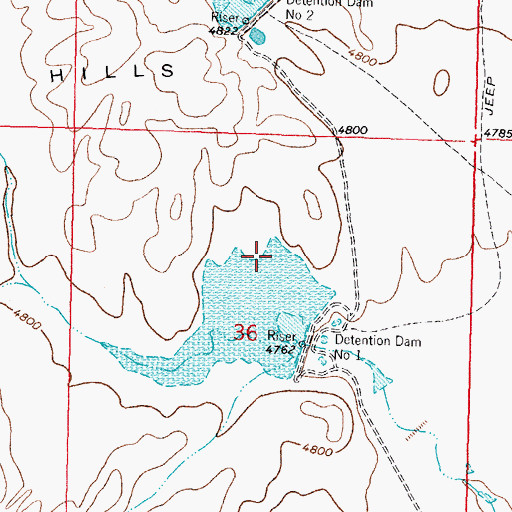 Topographic Map of Starvation Draw Detention Dam Number 1, NM