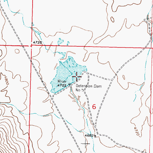 Topographic Map of Starvation Draw Detention Dam Number 5, NM