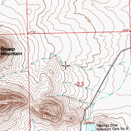 Topographic Map of Palomas Draw Number Eight Dam, NM