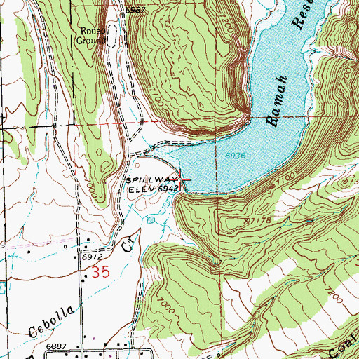Topographic Map of Ramah Reservoir Dam, NM