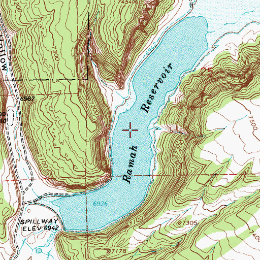 Topographic Map of Ramah Reservoir, NM