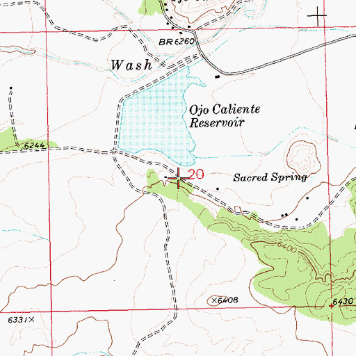 Topographic Map of Ojo Caliente Lake Dam, NM