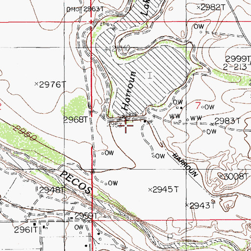 Topographic Map of Harroun Lake Dam, NM