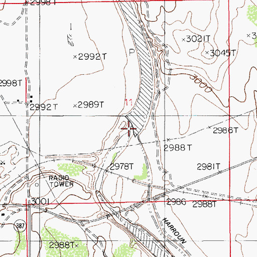 Topographic Map of Harroun Diversion Dam, NM