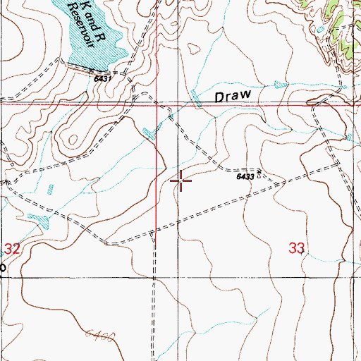 Topographic Map of Kinsell Reservoir Dam, NM