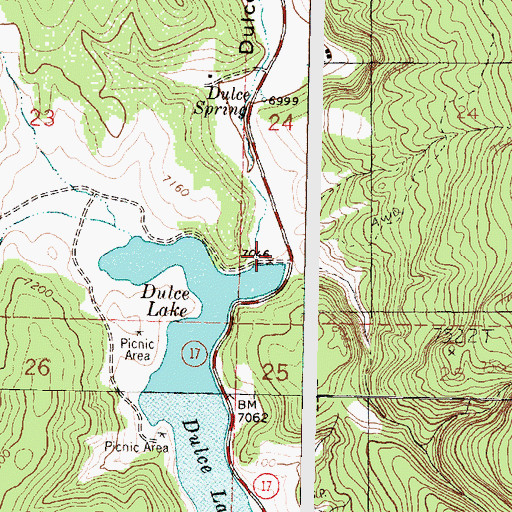 Topographic Map of Dulce Lake Dam, NM