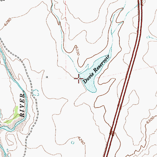 Topographic Map of Davis Reservoir Dam, NM