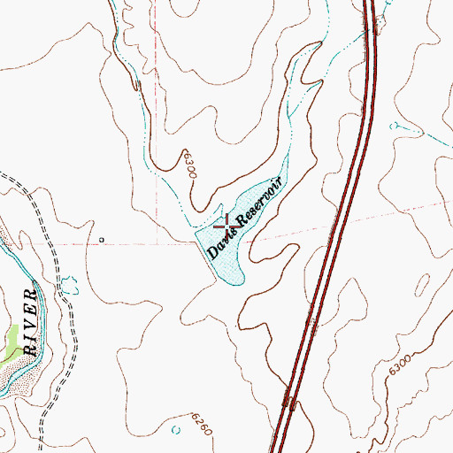 Topographic Map of Davis Reservoir, NM