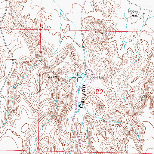 Topographic Map of Hatch Valley Arroyos Site Five Dam, NM