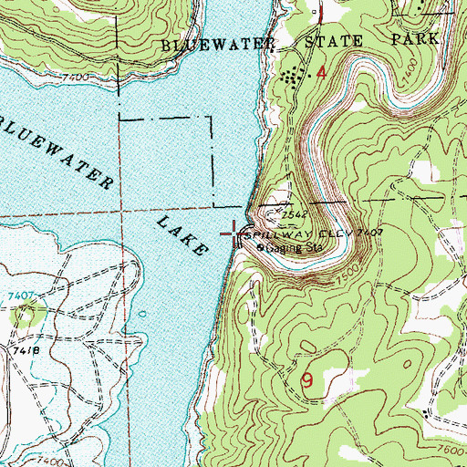 Topographic Map of Bluewater Dam, NM