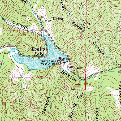 Topographic Map of Bonito Dam, NM