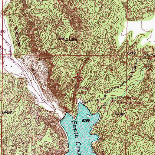 Topographic Map of Santa Cruz Lake, NM