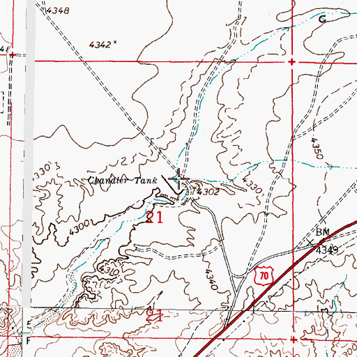 Topographic Map of Sand Hill Arroyo Dam, NM