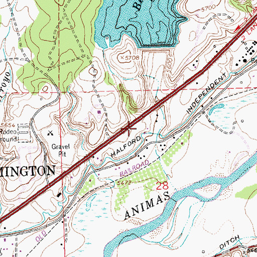Topographic Map of Beeline Farmington Number 3 Reservoir Dam, NM