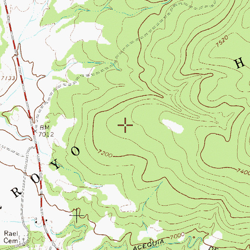 Topographic Map of Van Bruggen Reservoir Dam, NM