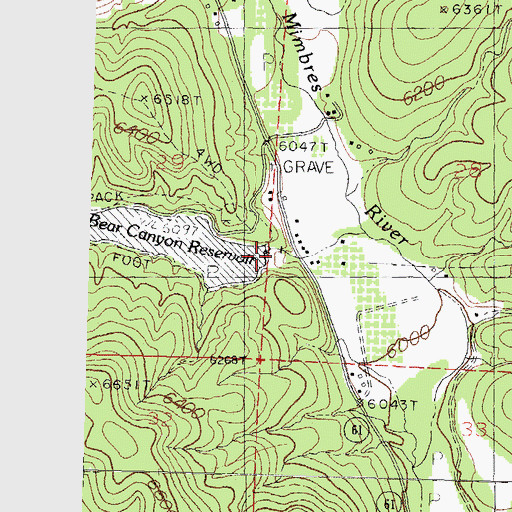 Topographic Map of Bear Canyon Reservoir Dam, NM