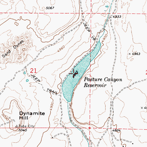Topographic Map of Pasture Canyon Reservoir, AZ