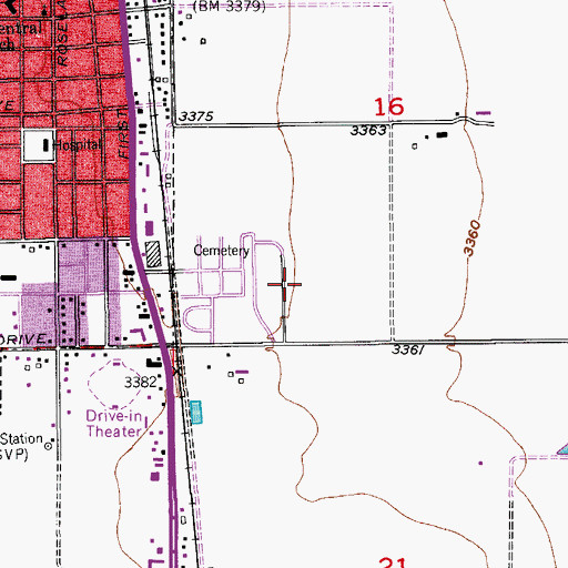 Topographic Map of SE Storm Drainage Detention Dam, NM