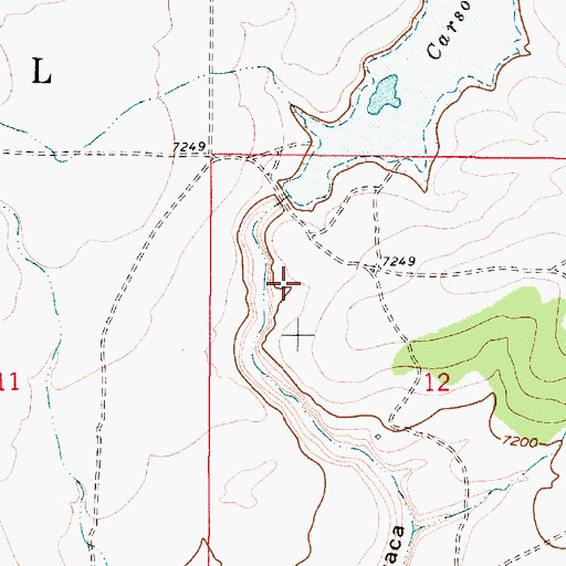 Topographic Map of Carson Reservoir Dam, NM