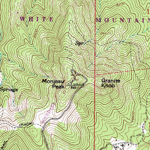 Topographic Map of Monjeau Campground, NM