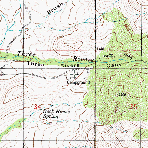 Topographic Map of Three Rivers Campground, NM
