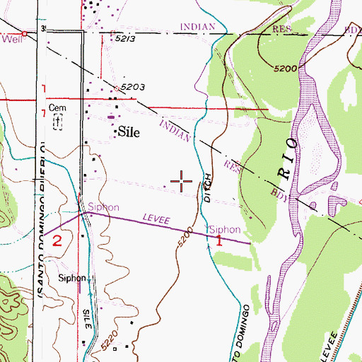 Topographic Map of Lower West Side Santo Domingo Ditch, NM