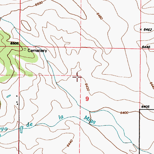 Topographic Map of Arroyo de la Miga, NM