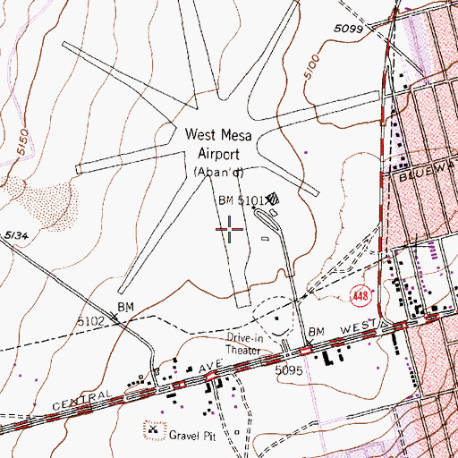 Topographic Map of Albuquerque Cutter Carr Airfield Windsock, NM