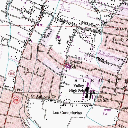 Topographic Map of Griegos Elementary School, NM