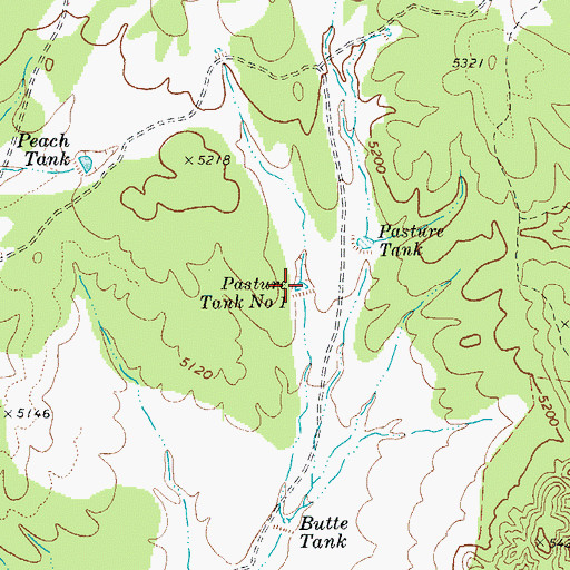 Topographic Map of Pasture Tank Number One, AZ