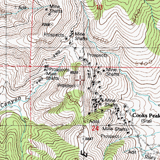 Topographic Map of Greenleaf 3 Mine, NM