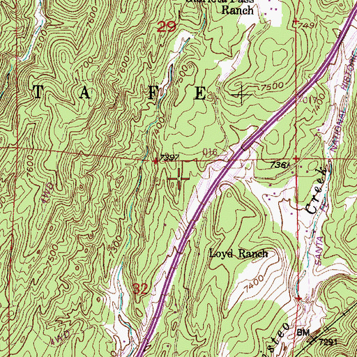 Topographic Map of 297 Valencia Interchange, NM