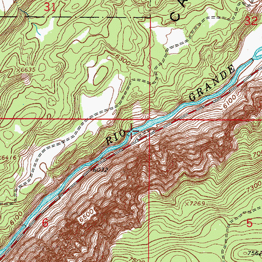 Topographic Map of Alberts Falls Rapid, NM