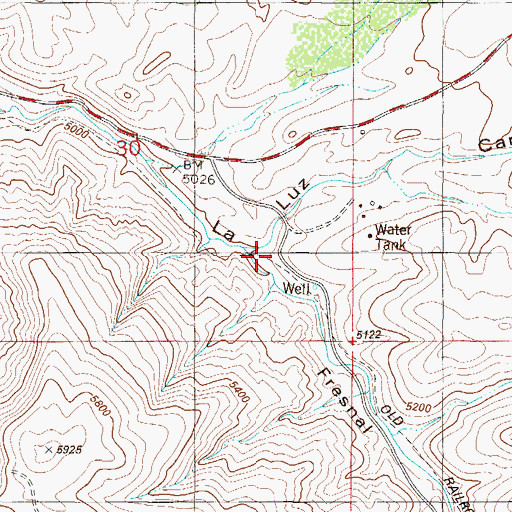 Topographic Map of Fresnal Creek, NM