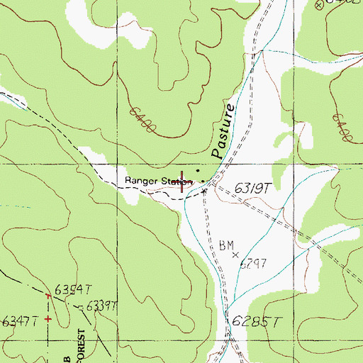 Topographic Map of Pasture Wash Ranger Station, AZ
