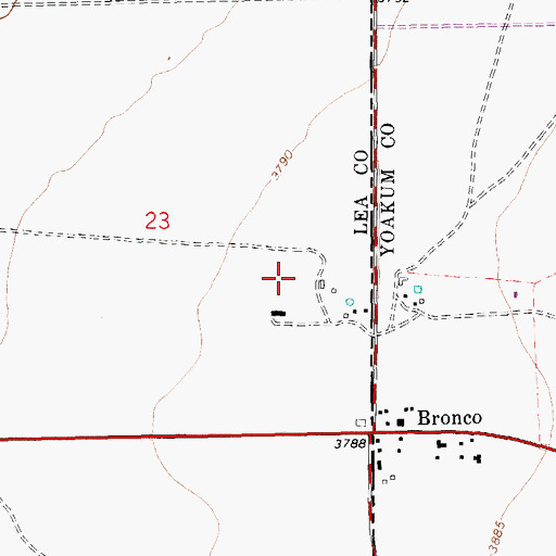 Topographic Map of Bronco, NM