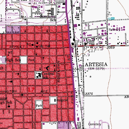Topographic Map of Artesia Light and Power Company (historical), NM