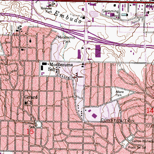 Topographic Map of Indian Plaza Shopping Center, NM
