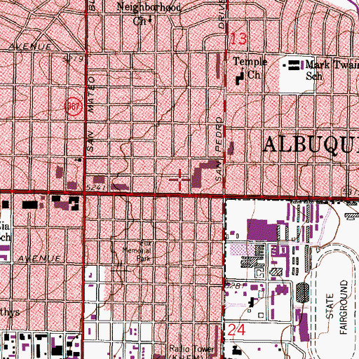 Topographic Map of Fair Plaza Shopping Center, NM