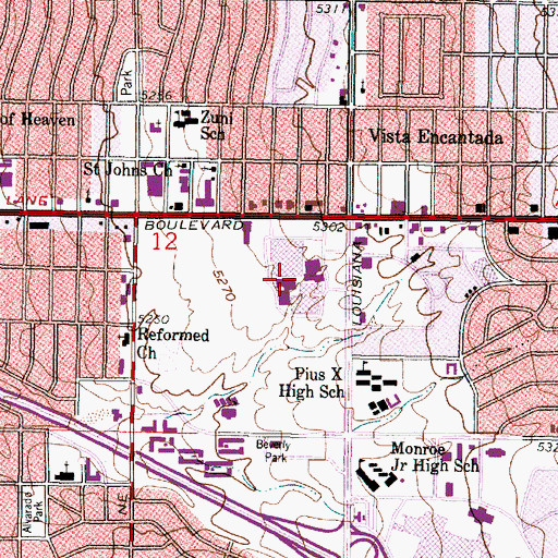 Topographic Map of Coronado Shopping Center, NM