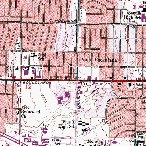Topographic Map of Encantada Square Shopping Center, NM