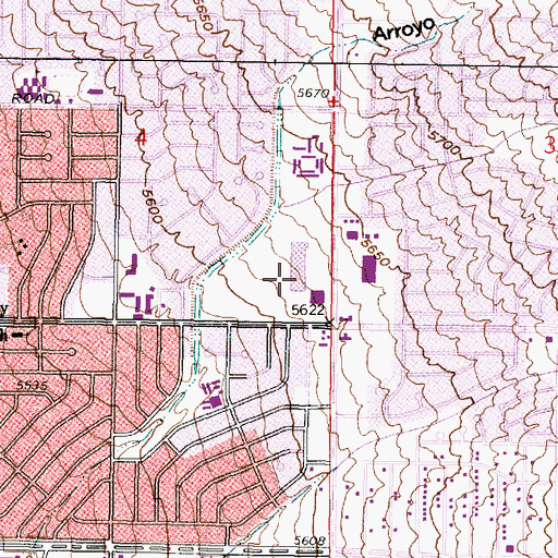 Topographic Map of Sandia Plaza Shopping Center, NM
