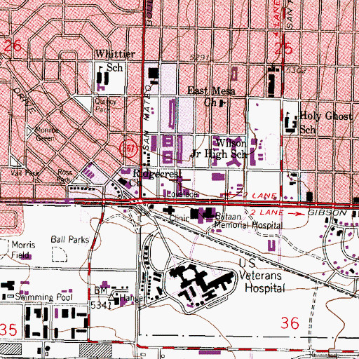 Topographic Map of Gibson Center, NM