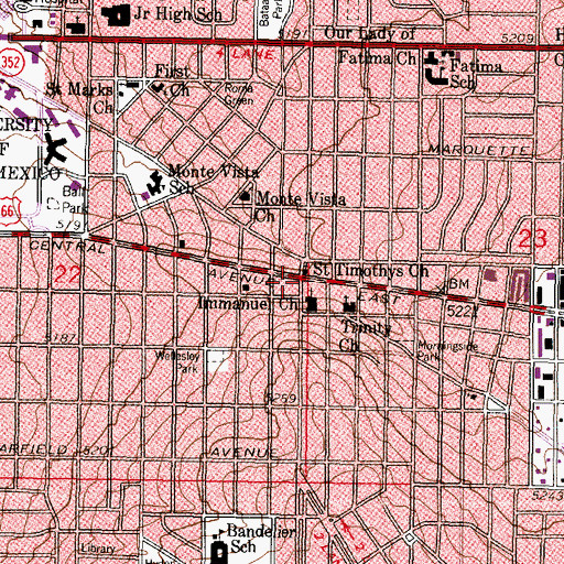 Topographic Map of Nob Hill Shopping Center, NM